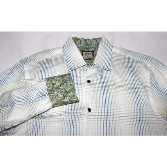 J. Garcia Men's Long Sleeve Button Front Flip Cuff‎ Shirt Size Medium - Picture 2 of 9